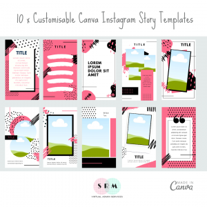 10 Black/Coral Instagram Story Templates