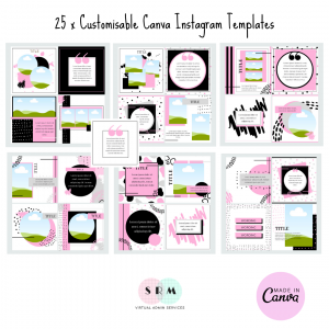 25 Black/Pink Instagram Templates