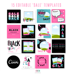 15 Black & Pink Instagram 'Sales' Templates