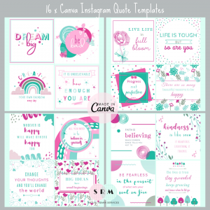 16 x Pink & Teal Instagram Quote Templates
